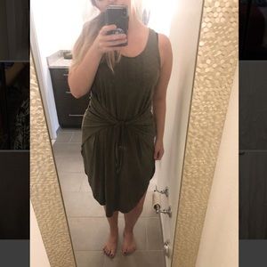 Olive green knot front dress